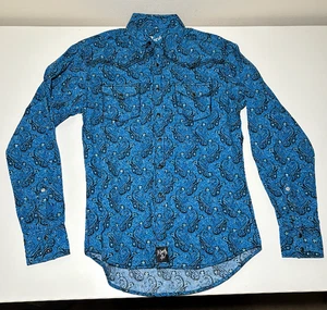 Wrangler Herren Pearl Snap Shirt | Blau | Neu mit Etikett | Medium - Bild 1 von 5