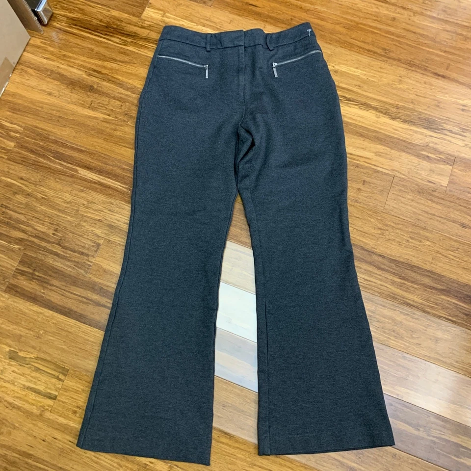 Pantalones acampanados grises DKNY para mujer bolsillos con cremallera elásticos talla 10 ropa de trabajo carrera Foto 1 de 4