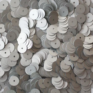 8mm Flat SEQUIN PAILLETTES ~ SILVER Matte Silk FROST ~ Round Disc ~ Made in USA. - Picture 1 of 2