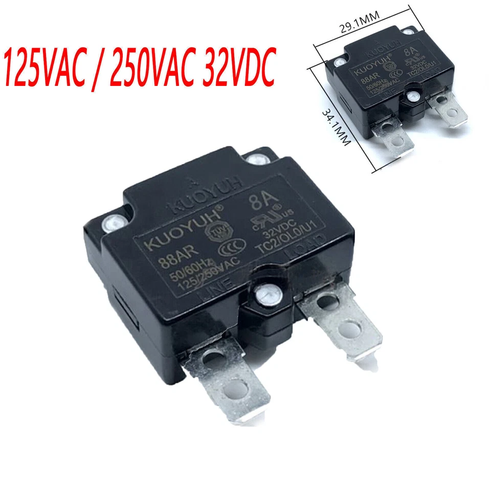 MARKENLOS Neu KUOYUH Circuit Breaker Overcurrent Protector 88AR series 8A Automatic Reset
