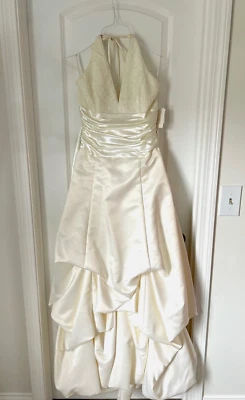 Jessica McClintock Womens Satin lace halter  Wedding Dress Sz 8 NWT - Image 1 of 4