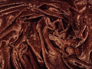Panné Velour Velvet Crushed Dress Fabric, Per Metre - Plain - Burnt Ginger - Picture 1 of 3