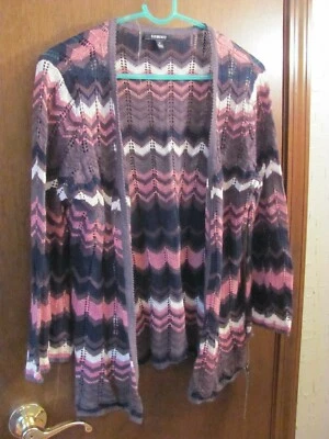 NUEVO CON ETIQUETAS CÁRDIGAN MUJER PEQUEÑO ELEMENTZ FESTONEADO RAYAS DELANTERO ABIERTO MEDIANO Foto 1 de 4