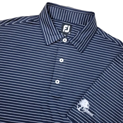 FootJoy Mens Large Black White Striped Performance Stretch Golf Polo - Image 1 of 4