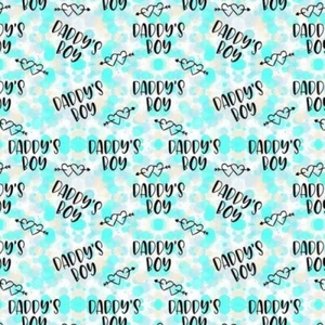 100% Cotton Digital Fabric Daddy's Boy Love Hearts 140cm Wide - Picture 1 of 1