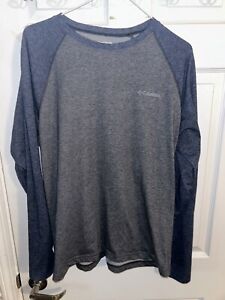 Columbia Blue Grey Space Dye Omni Wick Long Sleeve Active Shirt Mens Size Large
