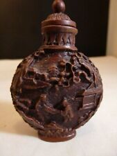 Antique Chinese Snuff Bottle - Hard Carved Resin about 2 5/8  inches high BROWN 