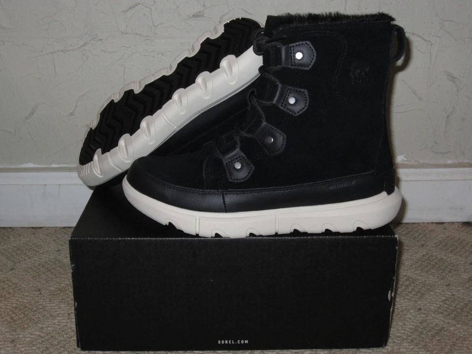 Sorel Explorer II Joan Faux Fur Boot Waterproof Black Women's Size 8