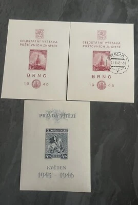 Sellos de Checoslovaquia 3 bloques 1946 Foto 1 de 2