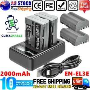 2x EN-EL3e Battery & USB Dual Charger for Nikon D700 D300 D200 D100 D90 D80 Cam - Picture 1 of 10
