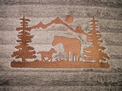 HORSE FAMILY🐴 DESIGN, EMBROIDERED ONTO A TAN/ACORN BATH TOWEL - Image 1 of 3
