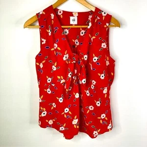 Cabi 5734 ärmellose Bluse zum Binden rot Blumen Damen Größe S leicht - Bild 1 von 11