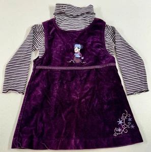 Vintage Disney Store Minnie Mouse Purple Velvet Dress Embroidered Toddler 2T - Picture 1 of 8
