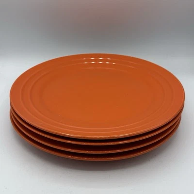 Rachael Ray Dinner Plates Double Ridge Bright Orange Dinnerware Lot Of 4 - Image 1 of 4