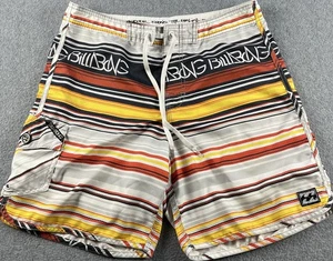 Billabong Board Shorts Vintage Y2K Uomo 33 Arancione Giallo Nero Surf Nuoto 7" Cucitura - Foto 1 di 13