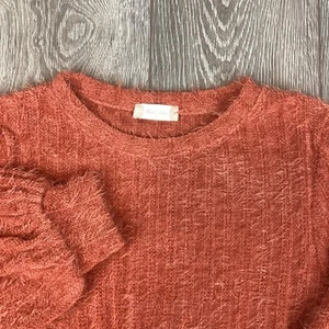 Altar’d State Top Sweater Orange Fuzzy M Womens - Picture 1 of 5