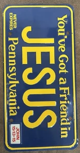 Pennsylvania License Plate You’ve Got A Friend In Jesus 1985 Great Cond Papers - Picture 1 of 10