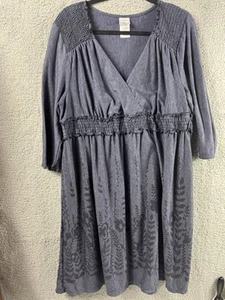 JMS Just My Size Damen Kleid 2X blau Blumeneinsatz knielang Etuikleid SS V-Ausschnitt - Bild 1 von 12