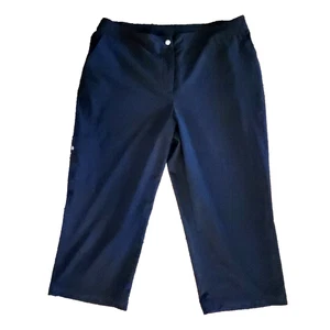 Zenergy by Chicos 2 (L-12) Navy Blue Cropped Capri Cargo Pants - Picture 1 of 10