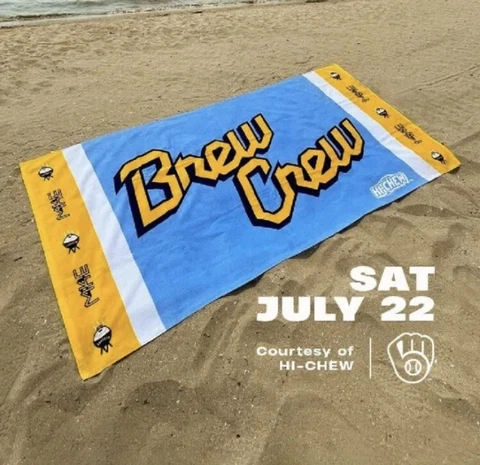 Milwaukee Brewers City Connect Beach Towel SGA 7/22/23 Cover