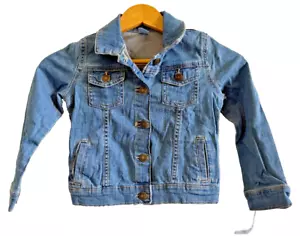 Carter's KIDS GIRLS NEW 4/5 Denim Blue Jean Jacket Heart on Collar Button 1088 - Picture 1 of 15
