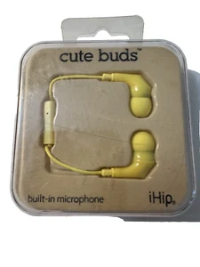 iHip Cute Buds Wired Earbuds w/ Built-in Microphone + Pause & Play - Yellow - Picture 1 of 2