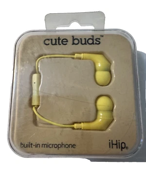 iHip Cute Buds Wired Earbuds w/ Built-in Microphone + Pause & Play - Yellow - Image 1 of 2