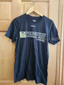 Pittsburgh Penguins Hockey Reebok NHL Mens Small Call Sign Black T-Shirt - Picture 1 of 3