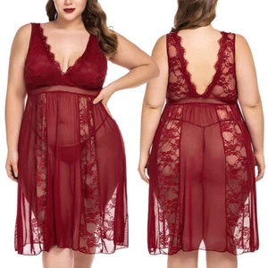 Women's Plus Size Lingerie Classy Nightgowns Elegant Sleepwear Long Gown Dress - Picture 1 of 16