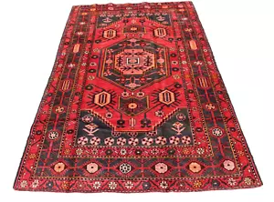 Geometrischer Stammes-Teppich Vintage türkisch 4' 2"" x 6' 9"" rot handgeknüpfter Bereich - Bild 1 von 8