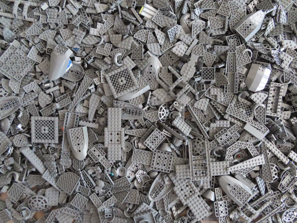 Lego 1 KG Kilo Fahrzeug Flugzeug modifizierte Teile Steine etc. neu dunkelgrau - Bild 1 von 4