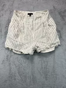 Ann Taylor Linen Shorts Womens 10 Beige Stripe Chino High Rise Casual Ladies - Picture 1 of 7