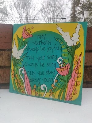 Pintura lírica Bob Dylan madera 10 x 10", arte de pared Forever Young Song, folk de los años 70 Foto 1 de 4