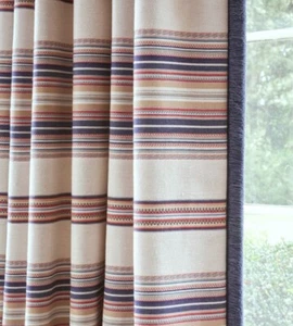 33,5 m ROLLE MADEAUX CLAIBORNE ROT BLAU STREIFEN VORHANG POLSTERSTOFF STOFF - Bild 1 von 9