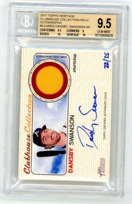 Dansby Swanson 2017 Topps Heritage Clubhouse Collection Auto /25 Rookie ! - Image 1 of 2