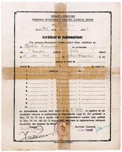 Romania, 1946, Certificato di Nazionalità / Buona Standing - Francobollo Locale, Cenerentola - Foto 1 di 3