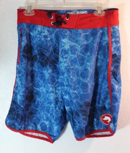 Pelagic Board Shorts Youth Size 29 Red White Blue 9" Inseam EUC Fishing Boating - Picture 1 of 5