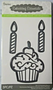 Cupcake and Candles  3 Pcs  Darice Embossing Essentials Cut, Emboss, Stencil NIP - Picture 1 of 4
