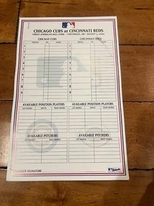 8/5/2009 UNUSED CHICAGO CUBS V CINCINNATI REDS LINEUP LINE UP CARD RARE - Picture 1 of 1