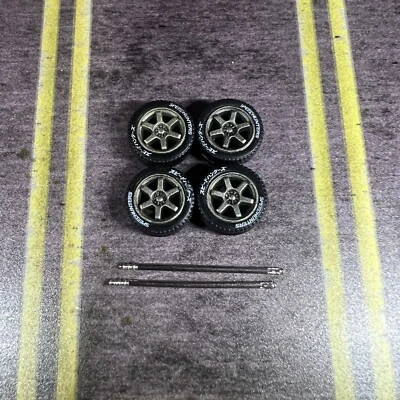 Volks Racing TE37 escala 1/64 con neumáticos de goma para Hot Wheels Matchbox Tomica Foto 1 de 3