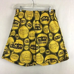 Corona Extra Beer Themed Swim Trunks Shorts Mens M Yellow Blue Crown Print - Picture 1 of 8