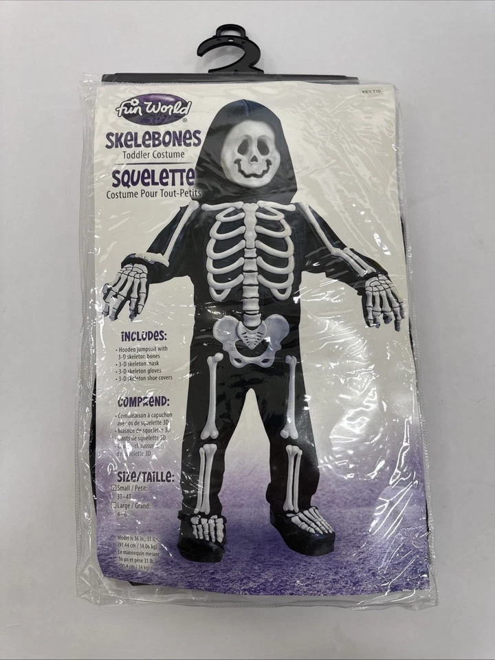 Divertido Mundo Esqueleto "Esquelebos" Niño Pequeño Completo Disfraz de Halloween Pequeño 3T/4T Nuevo con Etiquetas Foto 1 de 4