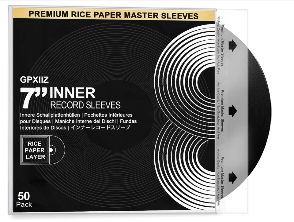 GPXIIZ Custodie interne per dischi 7 pollici, 50 pezzi custodie per singoli... - Immagine 1 di 4