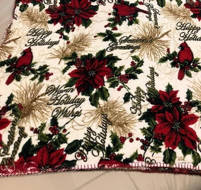 Happy Holidays Cardinal Decorative Christmas Throw Blanket 50” x 60” Soft Warm - Image 1 of 4