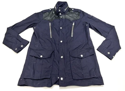The Kooples Jacket Canvas Leather Accent Navy Full Zip Pockets Men’s S - Image 1 of 4
