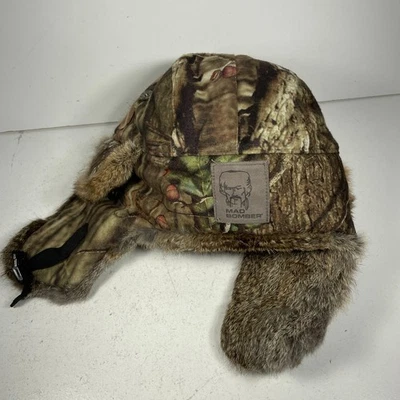 Mad Bomber Fur Trapper Hat Large Camo Camouflage Natural Rabbit Fur Trim - Image 1 of 4