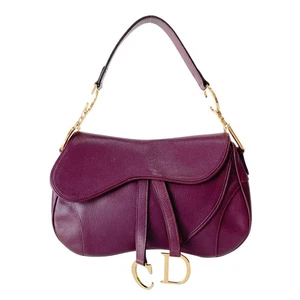 DIOR Double Saddle Purple Leather Shoulder Bag - Picture 1 of 18
