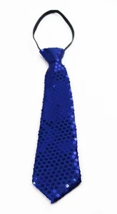 Teen Boys Kids Royal Blue Sequin Elastic Neck Tie - Picture 1 of 3