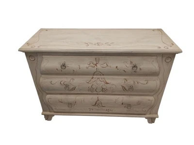 Cofre bomba francés Ethan Allen pintado legado país blanco decorado 3 cajones Foto 1 de 4