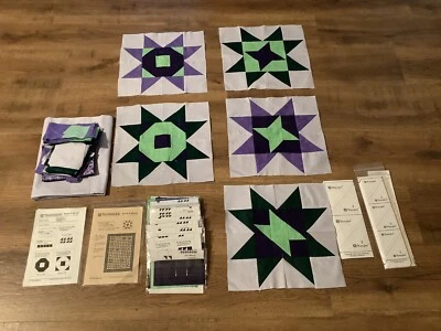 Paritialy Finished Tangles Buck A Block Series #7 Purples And Greens READ - Image 1 of 4